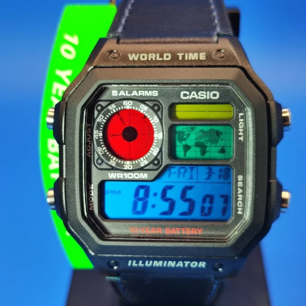 New! 2026 Casio AE1200WH Royale World Time Stained Glass Dial Mens Quartz Watch